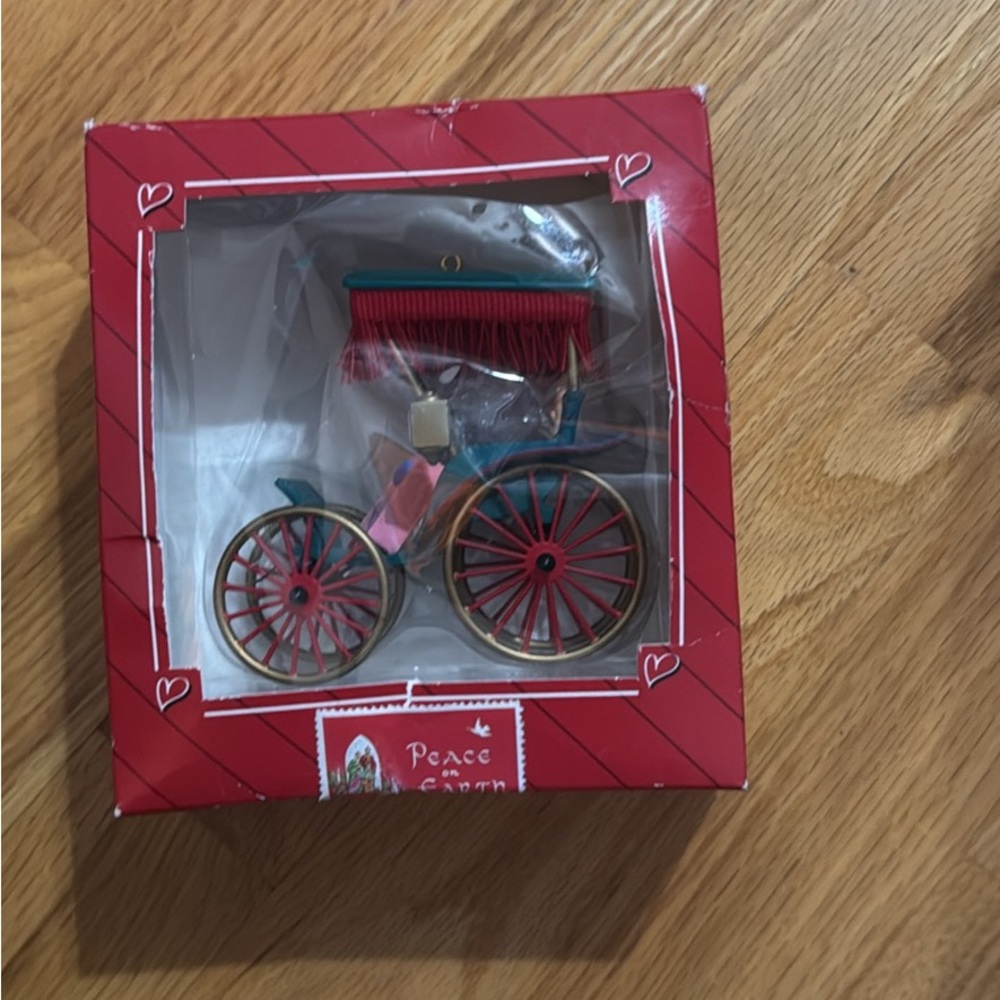Hallmark Red and Blue Carriage Ornament
